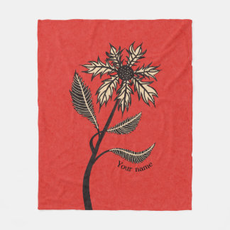 Couverture Polaire Fleur Gothique Retro Encre Vintage Rouge Et Noir N