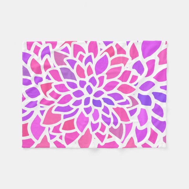 Couverture Polaire Fleur Hippie rose Rétro Moderne (Devant (Horizontal))