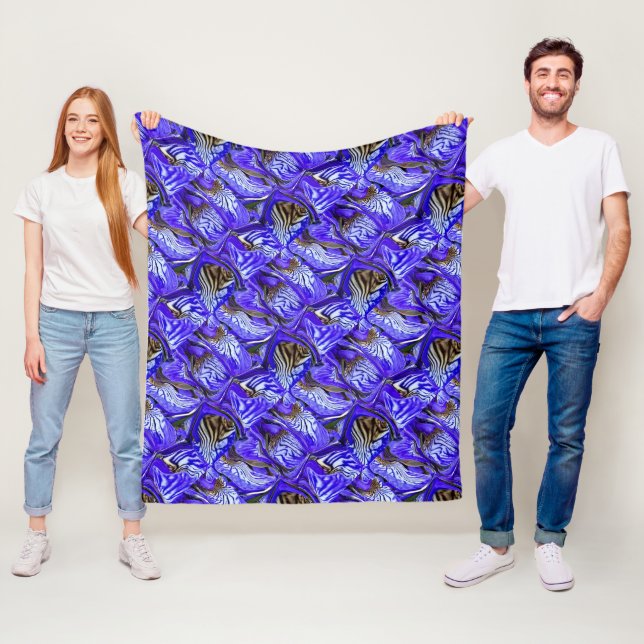 Couverture Polaire Fleur Iris Violet / Esthétique / Carrelé / (En situation)
