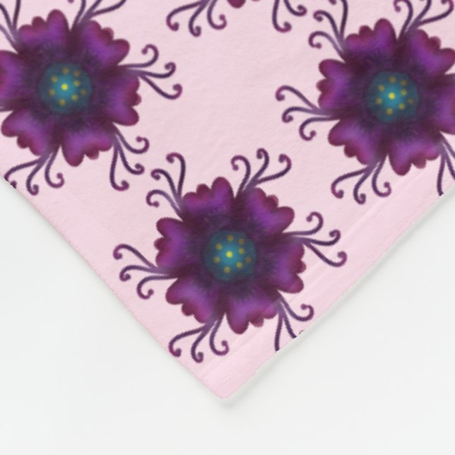 Couverture Polaire Fleur magenta en fleurs | Fleur botanique moderne  (Coin)