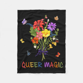 Couverture Polaire Fleur magique queer Papillons Arc-en-ciel Fière Al