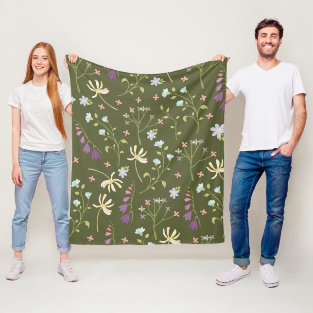 Couverture Polaire Fleur Motif Printemps Floral (En situation)