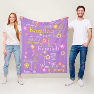 Couverture Polaire Fleur nommée de Kamilah de filles jaunes roses