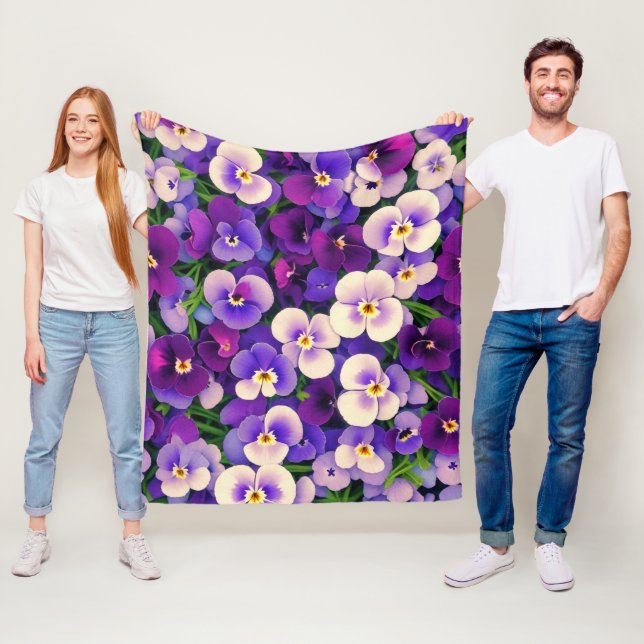 Couverture Polaire Fleur Pansy Violet (En situation)