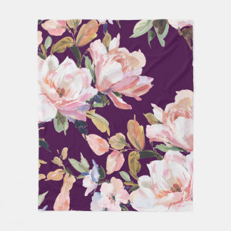 Couverture Polaire Fleur peinte à la main, florale, aquarelle, art, v