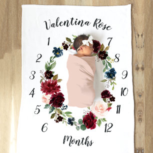 Couverture Polaire Fleur radiante Jalon mensuel du bébé