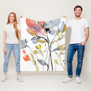 Couverture Polaire Fleur recouverte - fleurs de pastel d'aquarelle