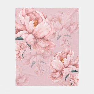Couverture Polaire Fleur rose