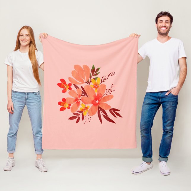 Couverture Polaire Fleur rose (En situation)