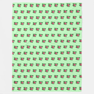 Couverture Polaire Fleur rose rose Motif sans couture sur vert clair