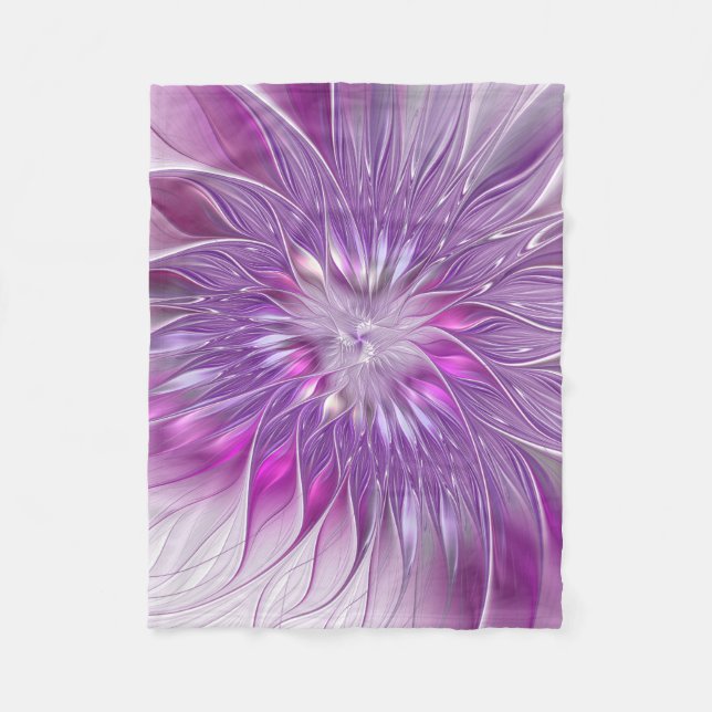 Couverture Polaire Fleur Rose Violet Passion Abstrait Art Fractal (Devant)