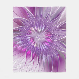 Couverture Polaire Fleur Rose Violet Passion Abstraite Art Fractal