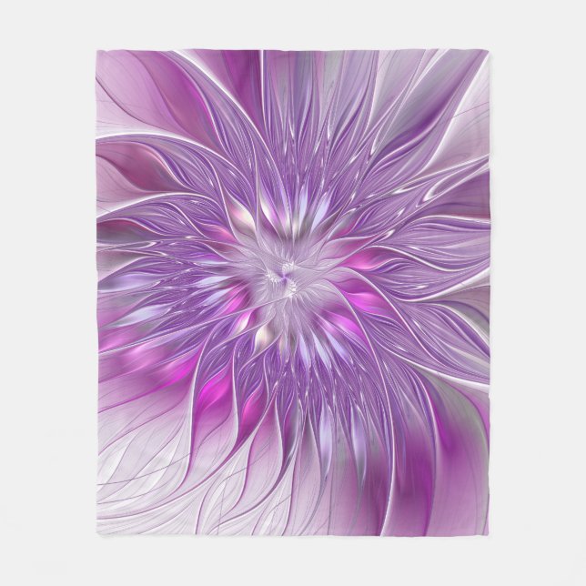 Couverture Polaire Fleur Rose Violet Passion Abstraite Art Fractal (Devant)