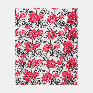 Couverture Polaire Fleur rouge Floral Illustration Motif Design