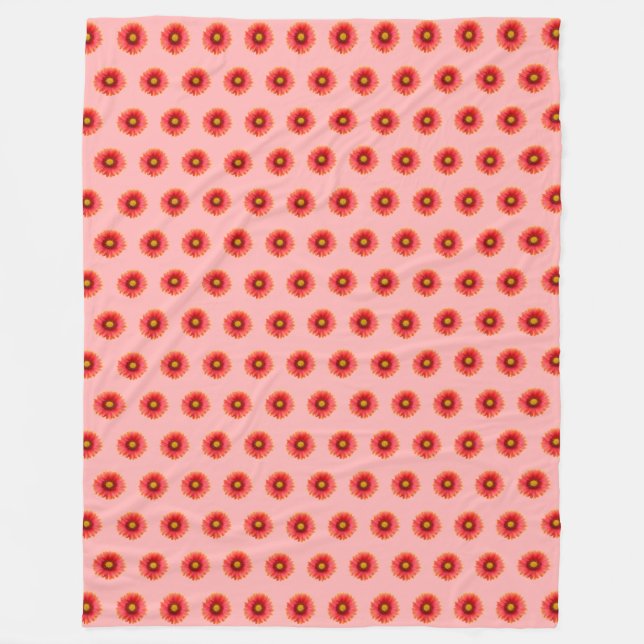 Couverture Polaire Fleur rouge marguerite Motif sans couture sur (Devant)