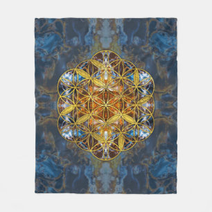 Couverture Polaire Fleur sacrée de la géométrie de pierre gemme