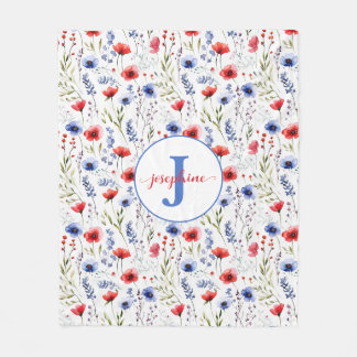 Couverture polaire Fleur sauvage aquarelle personn