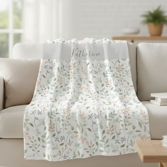 Couverture Polaire Fleur sauvage Boho Nom personnalisé (Créateur téléchargé)