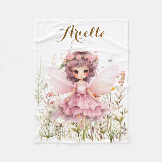Couverture Polaire Fleur sauvage de fantaisie fée pastel  (Devant)