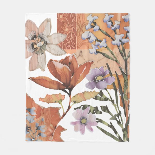 Couverture Polaire Fleur sauvage en terre cuite Boho rustique lancer  (Devant)