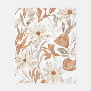 Couverture Polaire Fleur sauvage en terre cuite Boho rustique lancer 
