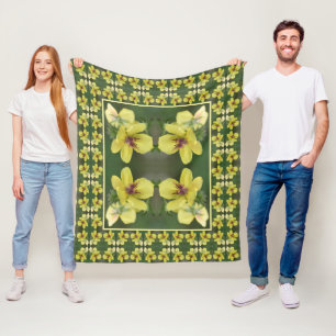 Couverture Polaire Fleur sauvage jaune délicat Art Abstrait