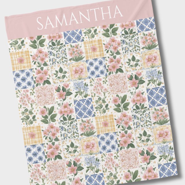 Couverture Polaire Fleur Sauvage Rose Aquarelle Nom Floral  (Créateur téléchargé)