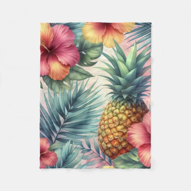Couverture Polaire Fleur tropicale (Devant)