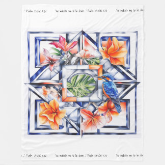 Couverture Polaire Fleur tropicale, botanique avec oiseau