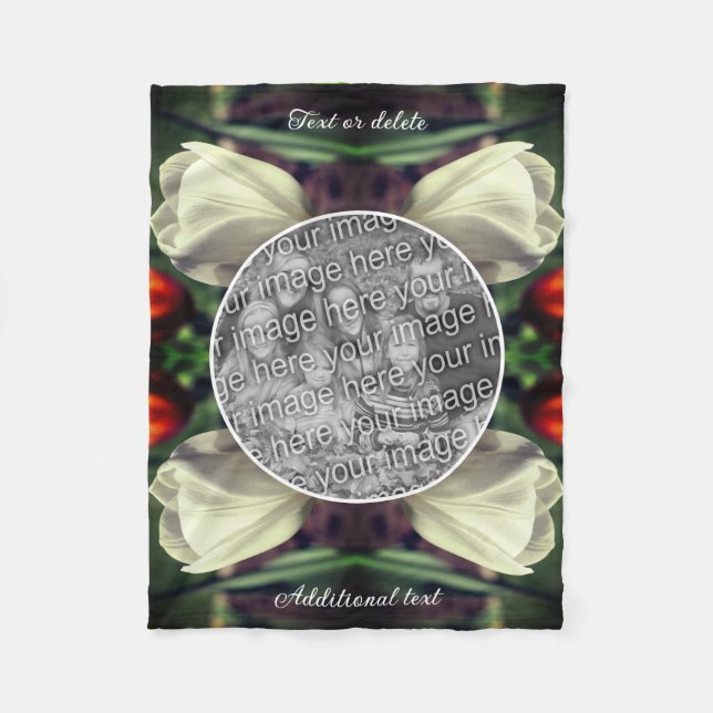 Couverture Polaire Fleur Tulipe Blanche Personnalisée Ajouter Votre P (Devant)
