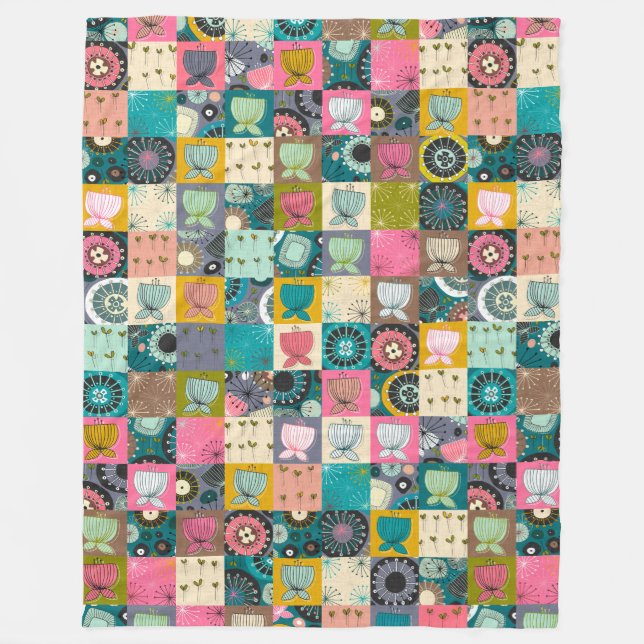 Couverture Polaire fleurit le patchwork (Devant)