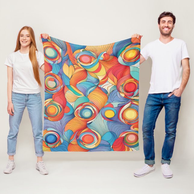 Couverture Polaire Fleurs Abstraites (En situation)