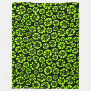 Couverture Polaire Fleurs Abstraites 031023 - Chartreuse sur Noir