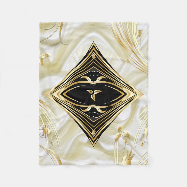 Couverture Polaire Fleurs Abstraites d'argent ou d'or sur - Silk & Ar (Devant)