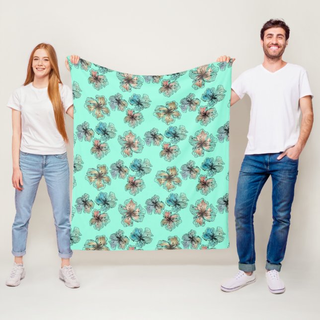 Couverture Polaire Fleurs alignées sans couture abstrait PA moderne (En situation)
