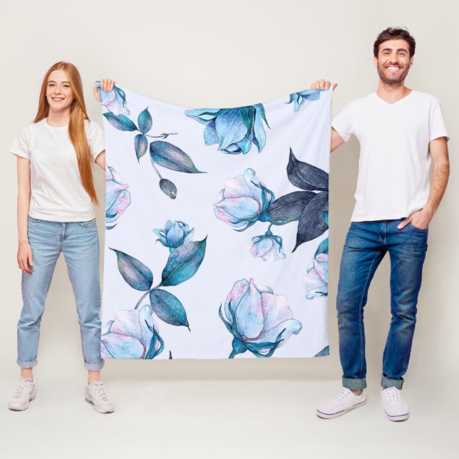 Couverture Polaire Fleurs aquarelles 10 (En situation)