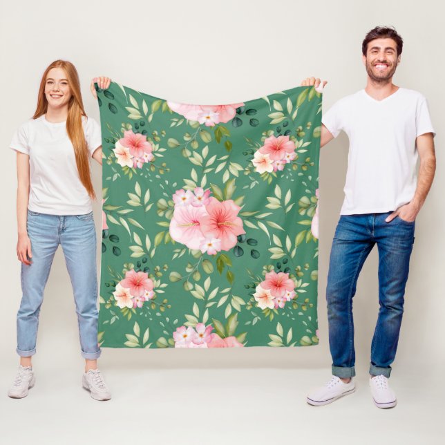 Couverture Polaire Fleurs aquarelles 24 (En situation)