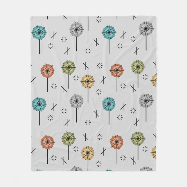 Couverture Polaire Fleurs atomiques rétro multicolores (Devant)