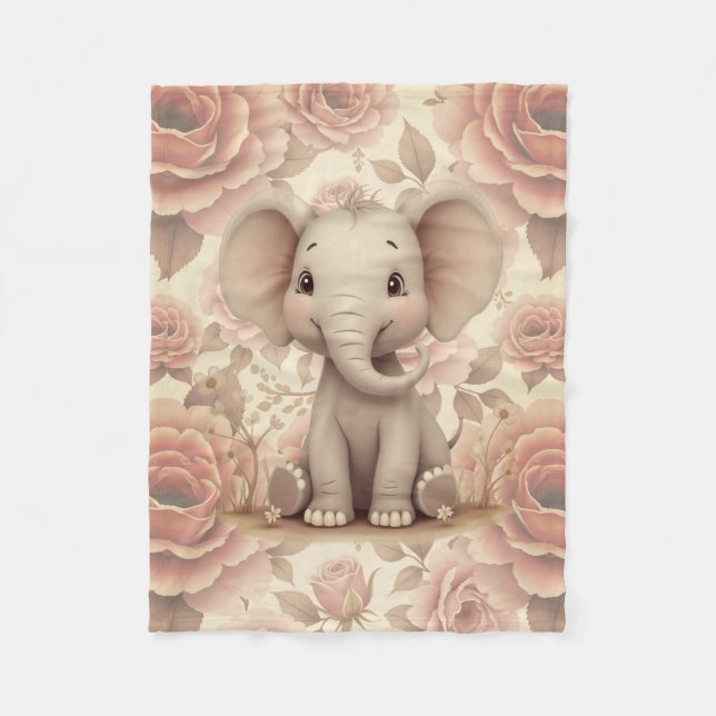 Couverture Polaire Fleurs au pastel doux (Devant)