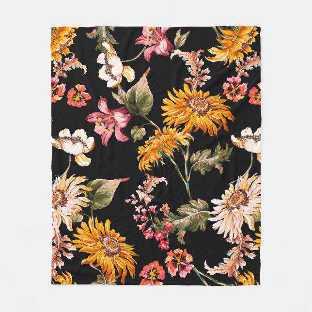 Couverture Polaire Fleurs beau motif sans soudure. Texture du tissu (Devant)