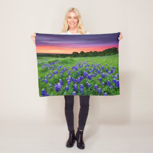 Couverture Polaire Fleurs   Bluebonnets à Sunset Texas