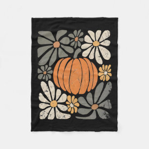 Couverture Polaire Fleurs Boho Citrouilles Rétro Automne Thanksgivin
