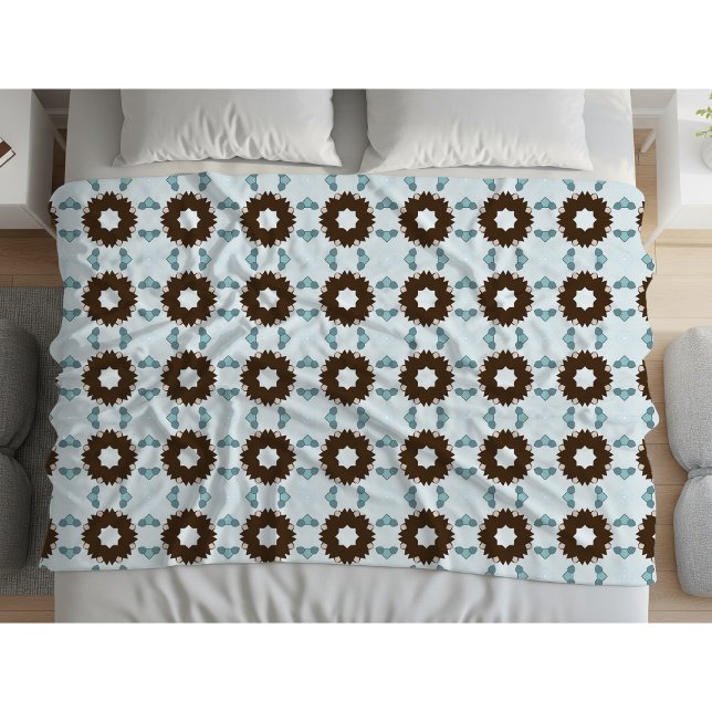 Couverture Polaire Fleurs brunes et blanches à motif géométrique  (Créateur téléchargé)