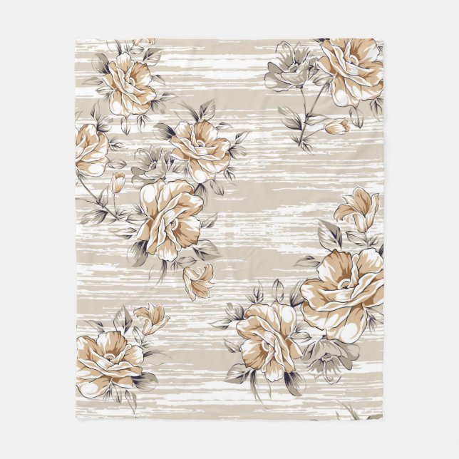 Couverture Polaire fleurs brunes motif sur fond de texture (Devant)