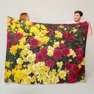 Couverture Polaire Fleurs Chrysanthème d'automne en or rouge