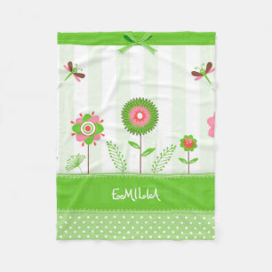Couverture Polaire Fleurs Colorées Et Points Blancs