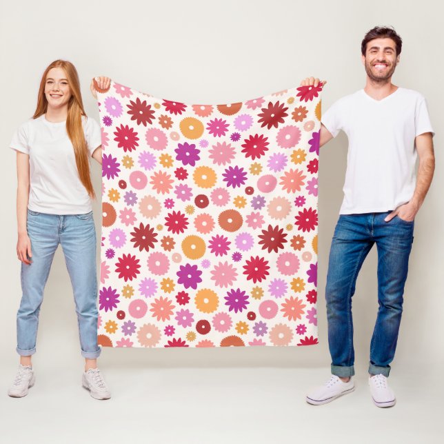 Couverture Polaire Fleurs Colorées Grand Motif (En situation)