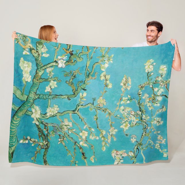 Couverture Polaire Fleurs d'amandes par van Gogh (En situation)