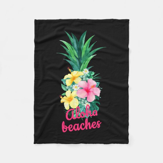Couverture Polaire Fleurs d'ananas aloha aloha hawaii vintage (Devant)