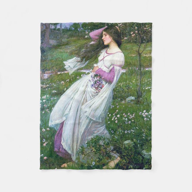 Couverture Polaire Fleurs dans le vent, John William Waterhouse (Devant)
